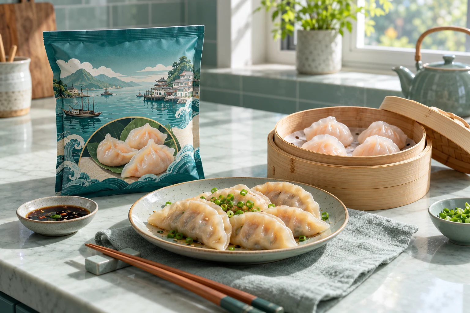Frozen dumplings and filled buns collection